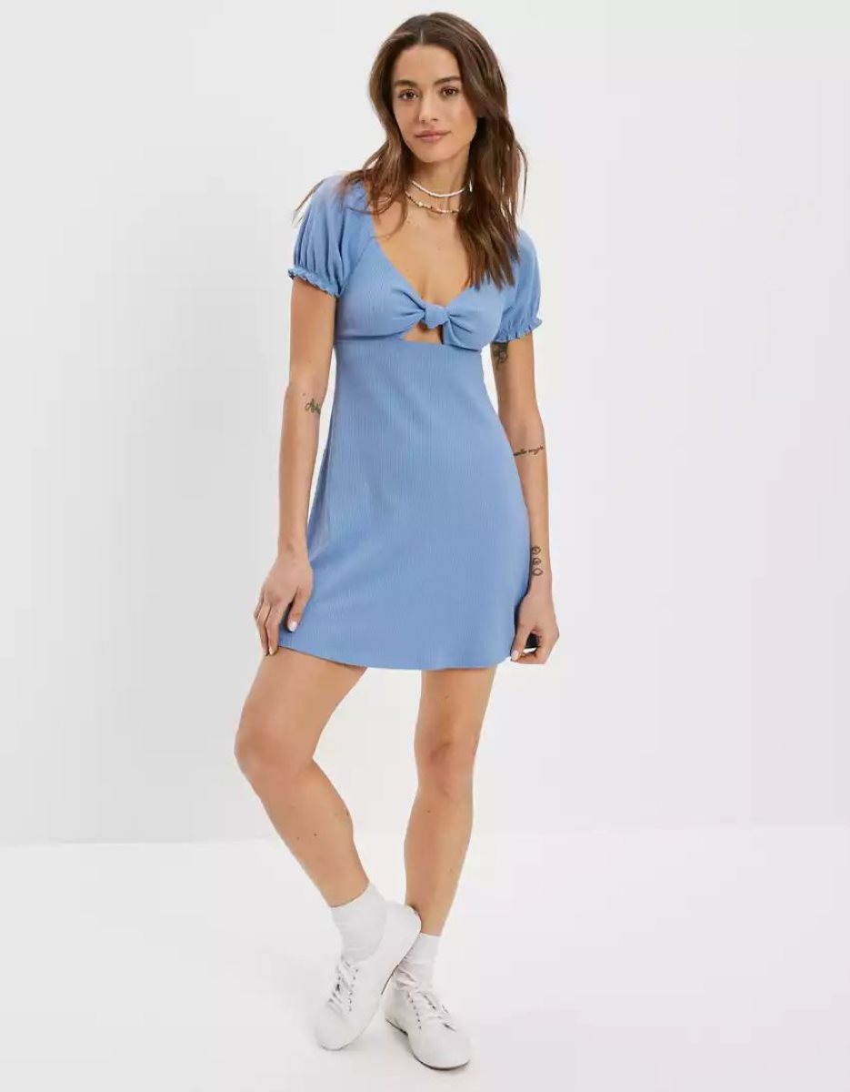 Mini Robe American Eagle AE Cut-Out Knit Bleu Femme | QME-16547718